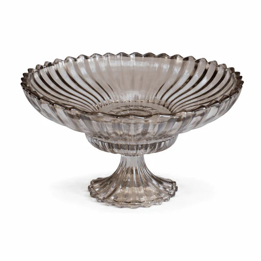 طبق زجاجي بقاعدة - أسود - 30 × 19 سم