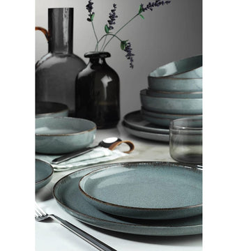 كوتاهيا طقم عشاء بورسلين 24 قطعة أزرق وبني