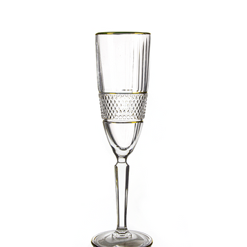 ار سي ار - طقم كاسات فلوت - 6 قطع - 180 مل - كنار دهبي