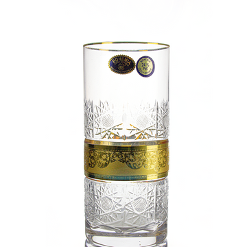 بوهيميا كريستال - طقم كوب طويل كريستال 6 قطع - 300 مل - ذهبي