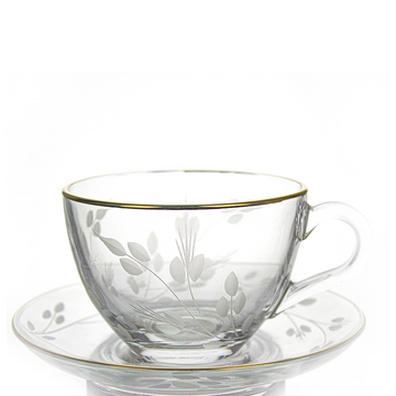 باشاباتشي طقم شاي مزخرف 6 قطع - دهبي - زجاج