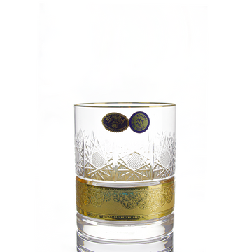 بوهيميا كريستال - طقم كوب قصير كريستال 6 قطع - 280 مل - ذهبي