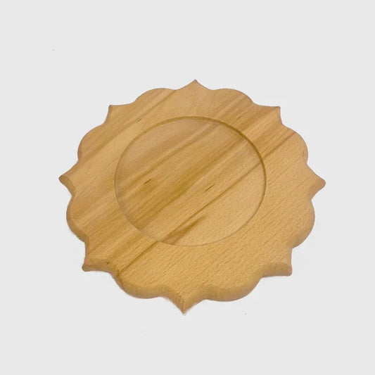 سينزو - وعاء سلطة خشبي دائري - خشب وخزف