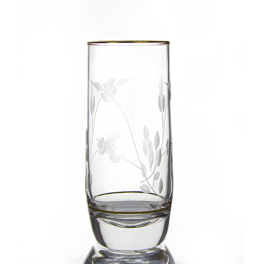 باشاباتشي طقم كوب زجاج مزخرف مع كنار ذهبي 12 قطعة 305مل - 250مل