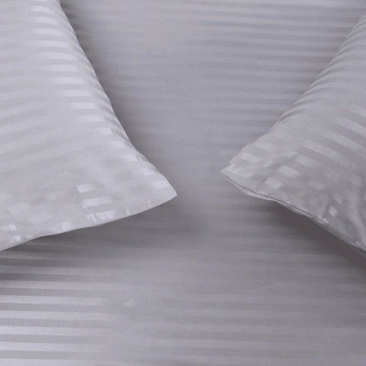 سينزو - طقم ملايات سرير مسطحة رمادية فاتحة، 3 قطع مخططة - 240 × 260 سم