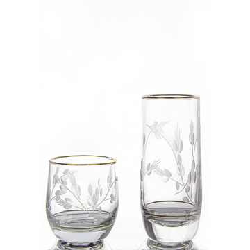 باشاباتشي طقم كوب زجاج مزخرف مع كنار ذهبي 12 قطعة 305مل - 250مل