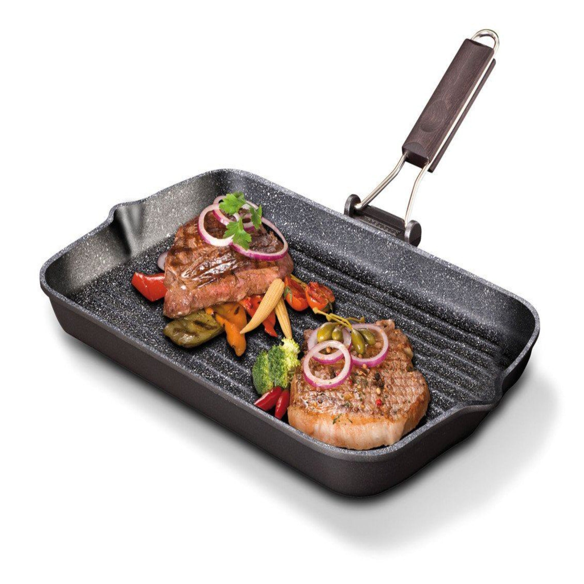 Risoli Grill with wood Folding Handle 43 x 26 cm - Black - 44000378 