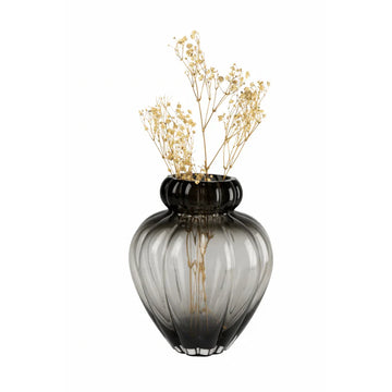 مزهرية زجاجية - أسود - 19 × 26 سم