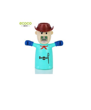 350ml ايكوكو حامل فرش أسنان مع كوب و ضاغط معجون على شكل كاوبوي أبيض