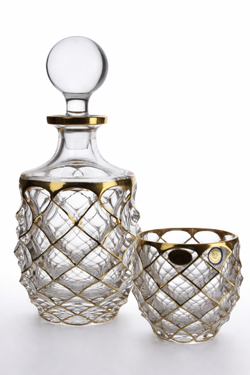 بوهيميا كريستال - طقم  كريستال 7 قطع - 650 مل& 230مل - ذهبي