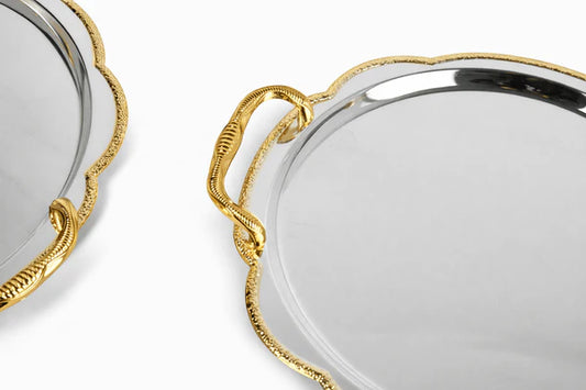 طقم صواني 2 قطع - ذهبي