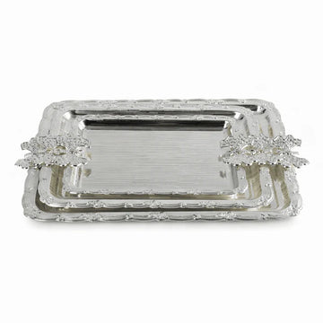 طقم صواني 3 قطع - فضي