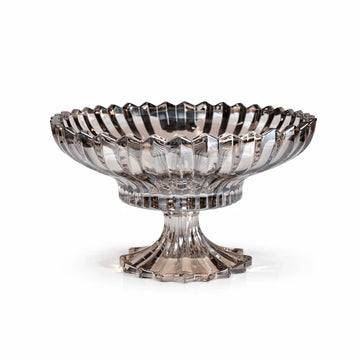 طبق زجاجي بقاعدة - أسود - 30 × 19 سم