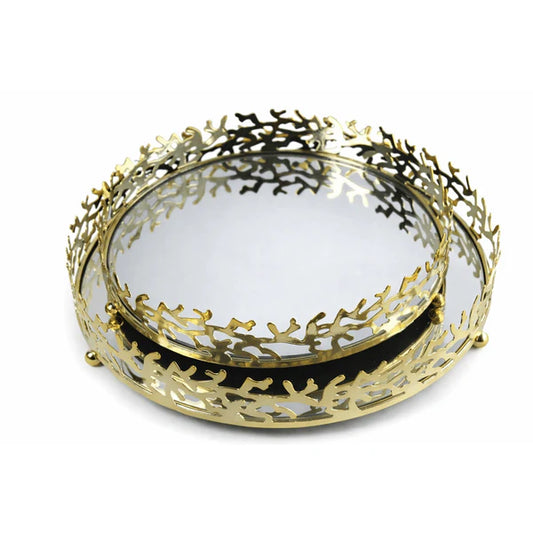 طقم صواني من قطعتين - ذهبي