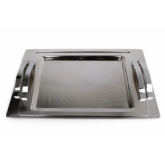 طقم صواني من قطعتين - فضي