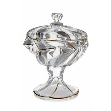 صندوق زجاجي مع غطاء - ذهبي - 19*24 سم