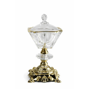 صندوق زجاجي بغطاء - ذهبي - 11*17سم