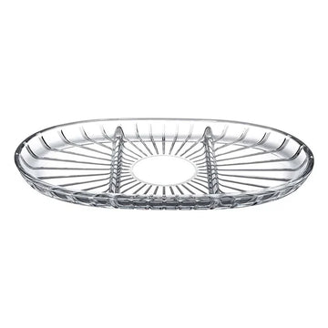 باشاباتشي - طبق بيضاوي مقسّم للمقبلات - 16.5 سم × 28 سم - شفاف