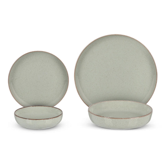 تولو - طقم عشاء 24 قطعة - أخضر فاتح مع كنار بني